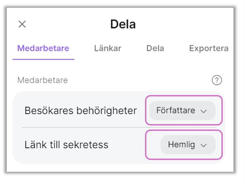 Inställningar för åtkomst