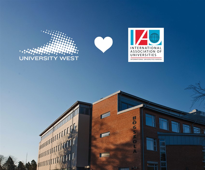 Image of campus and the Univeristy west and IAU logo