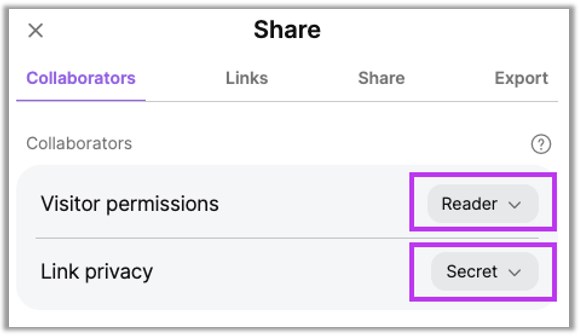Settings for permissions