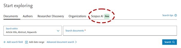 En skärmdump på hur tjänsten Scopus AI ser ut på deras webbsida