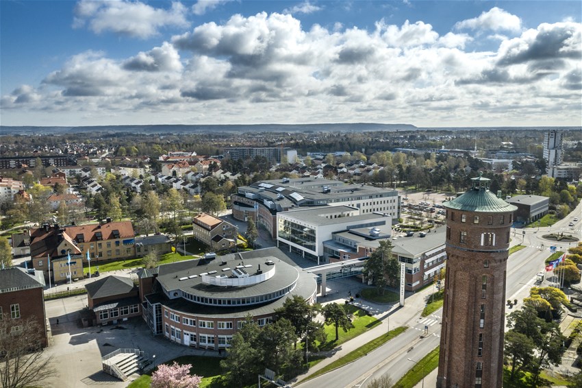 Drönarbild över campus