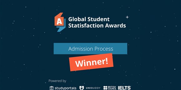 Graphics stating Univeristy West has been awarded at the Global Student Satisfaction Awards 