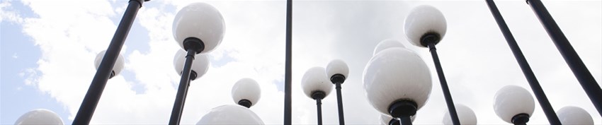 Image of the lamp posts outside of University West