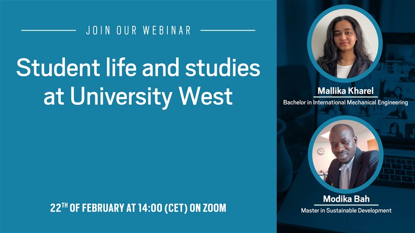 Information poster with the text: Join our webinar about student life and studies 