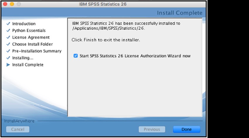 SPSS Mac picture13 install complete
