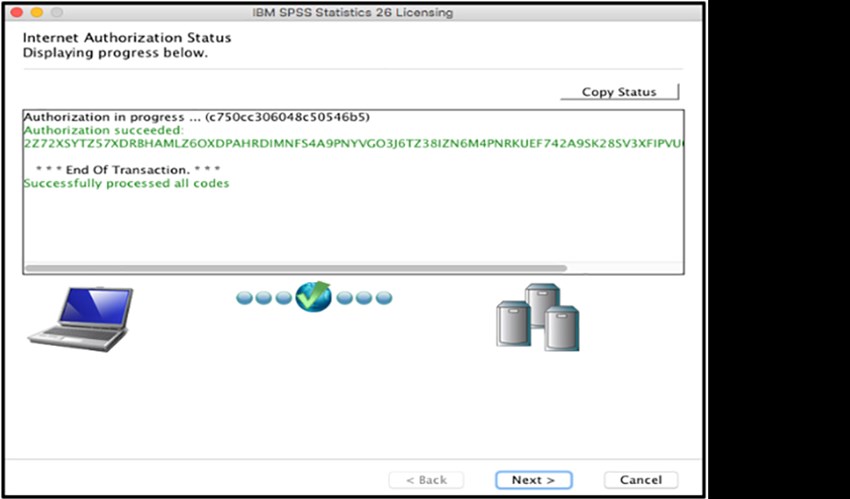 SPSS Mac picture16 internet authorization status click next
