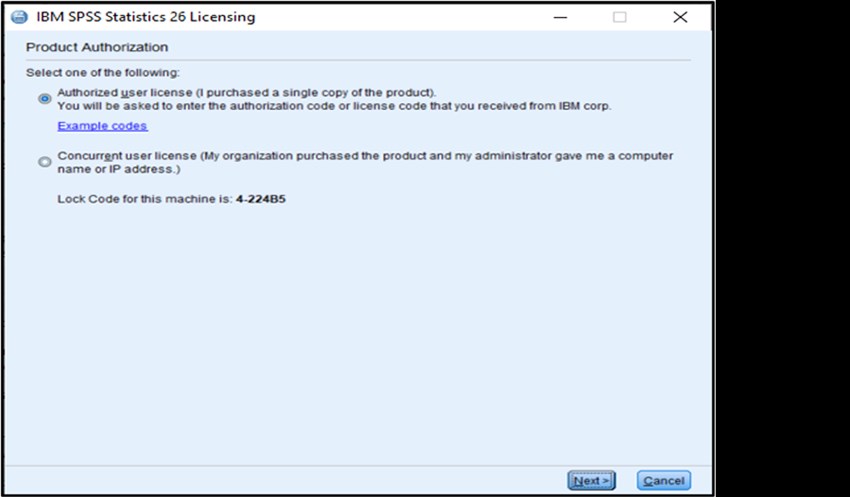 SPSS PC picture11 click authorized user license next