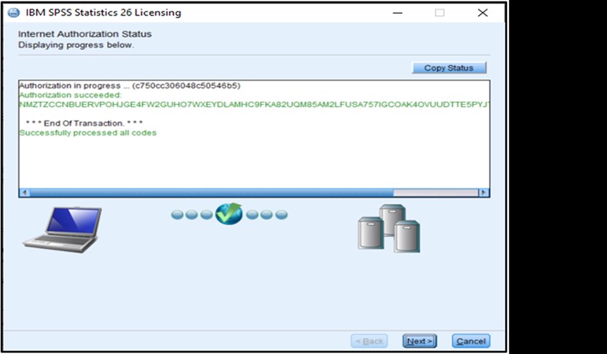 SPSS PC picture13 internet authorization status next