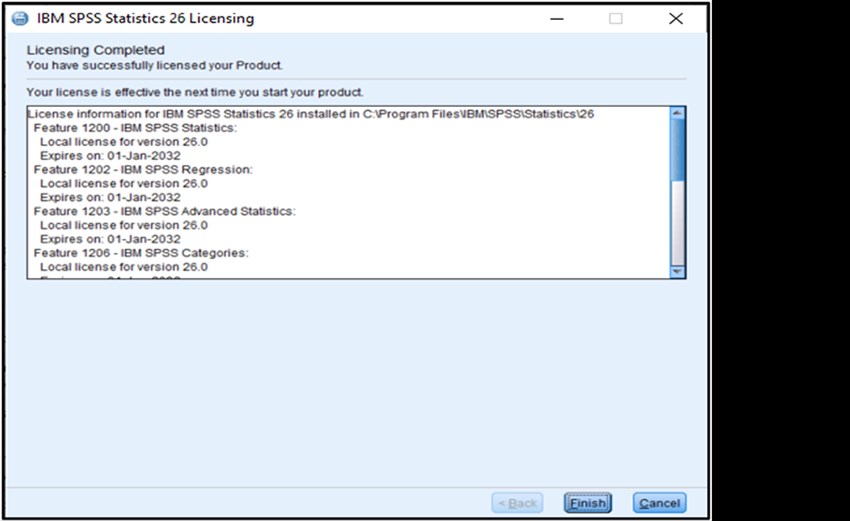 SPSS PC picture14 licensing completed next