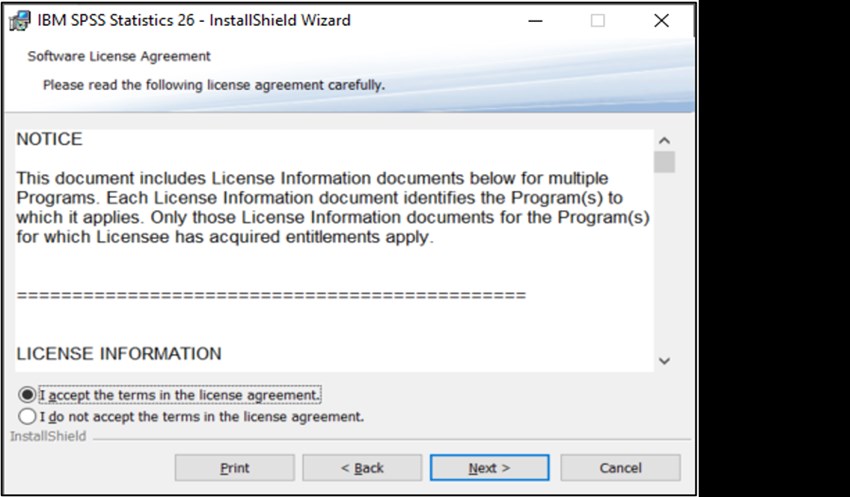 SPSS PC picture3 I accept the terms next