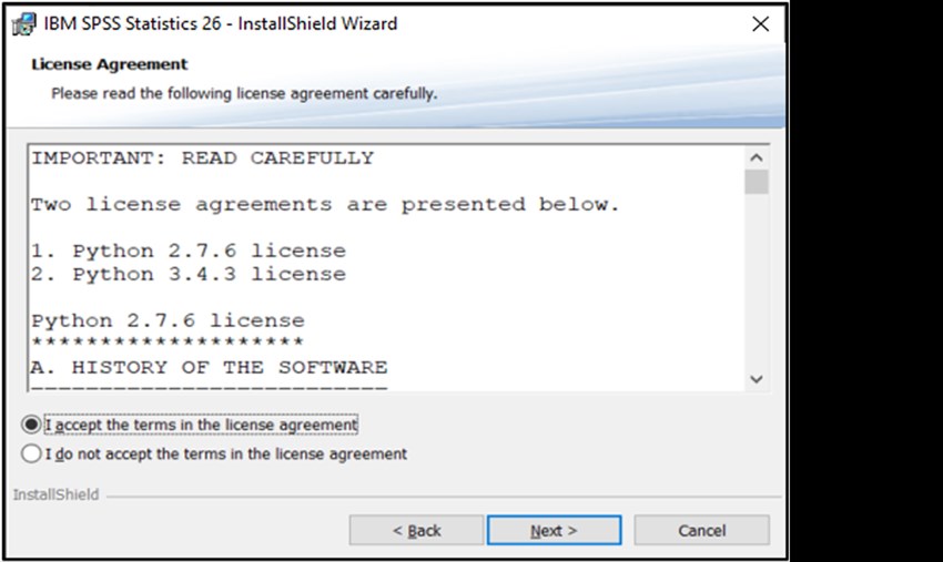SPSS PC picture5 I accept the terms next