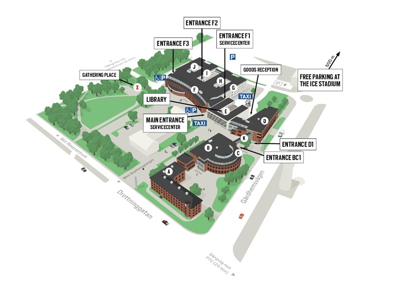 Karta över Högskolan Västs Campus