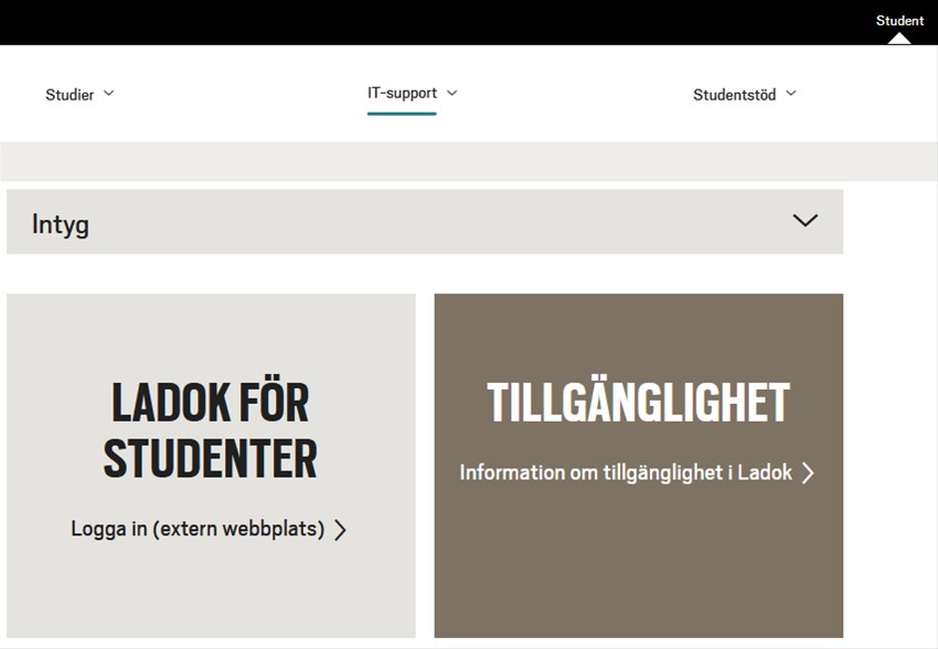 Knapp till Ladok för studenter