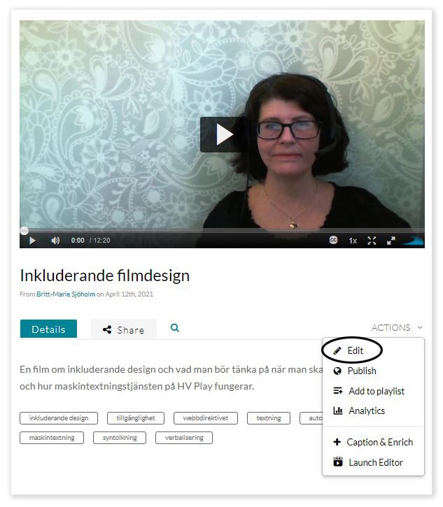 Edit subtitles in HV Play