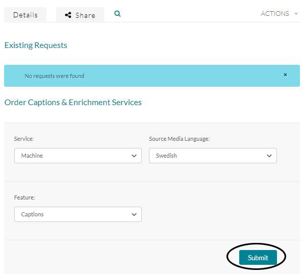 Submit an caption order in HV Play
