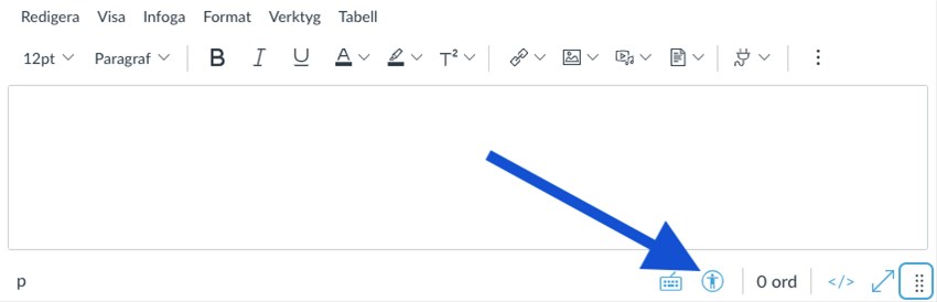 Knapp för tillgänglighetskontroll i Canvas