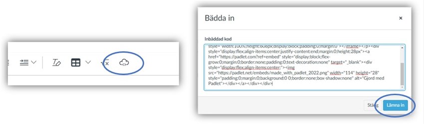 Moln för att bädda in och klistra in inbäddningskod