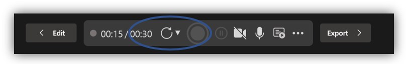 Radera inspelning med den rundade pilen