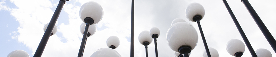 Image of the lamp posts outside of University West