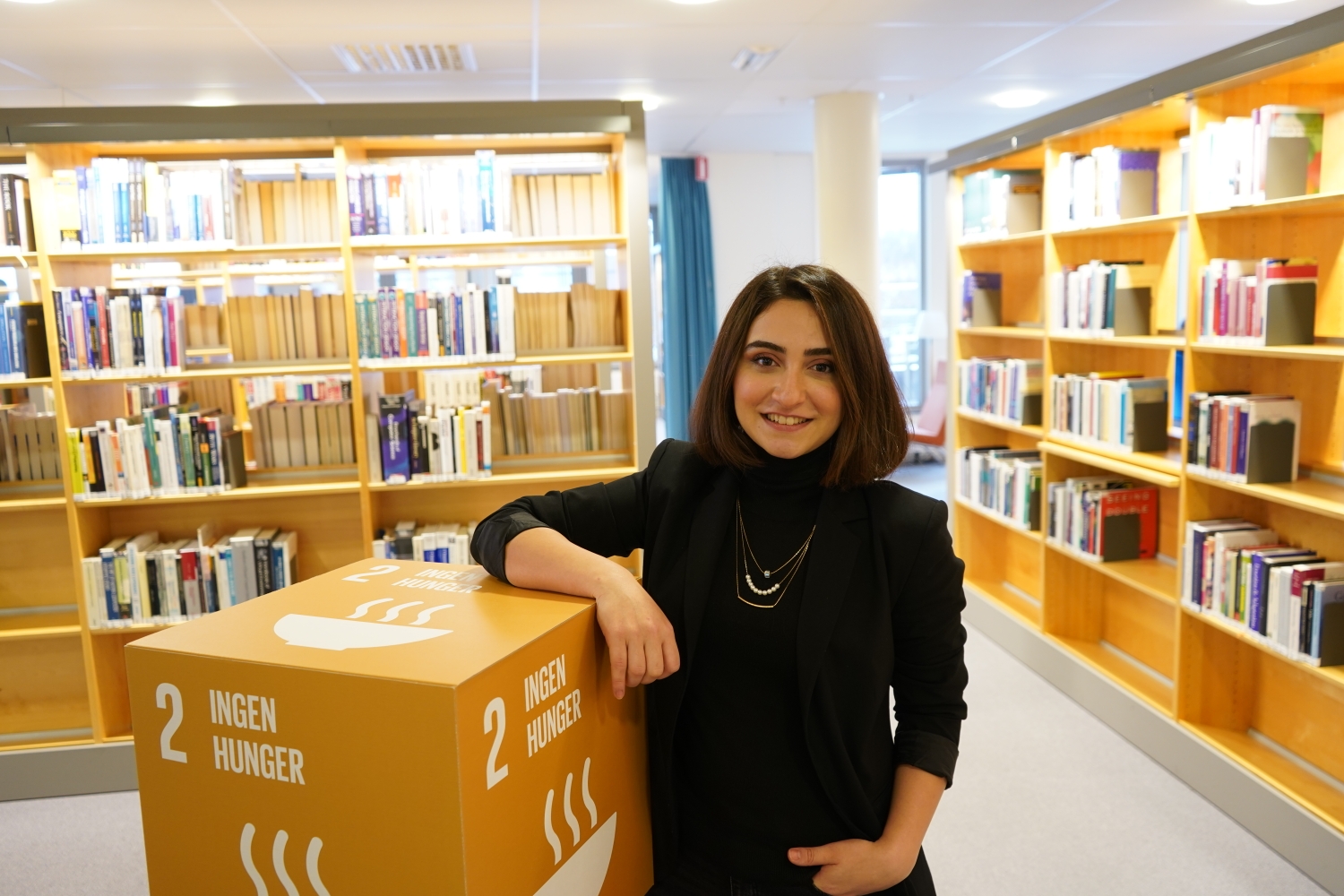 Woman in library