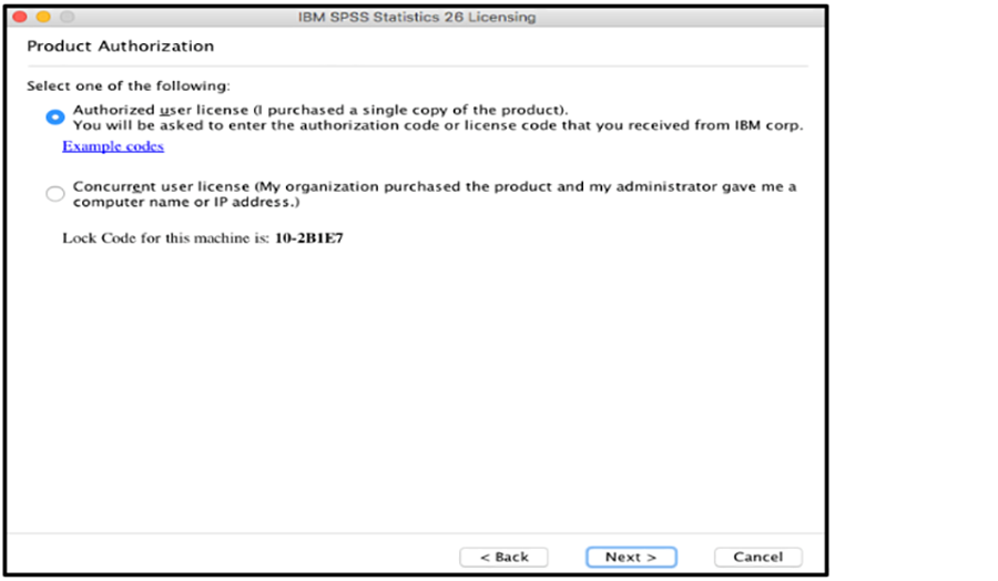 SPSS Mac picture14 authorized user license click next