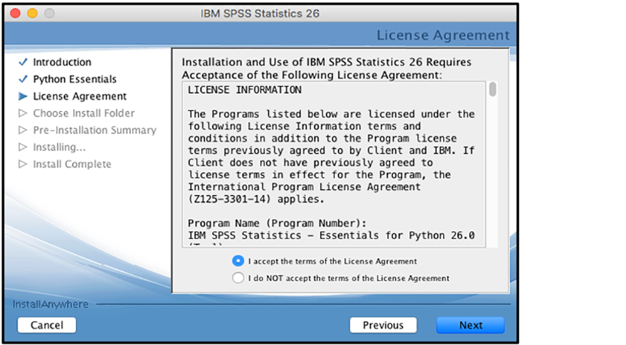 SPSS Mac picture9 i accept the terms click next
