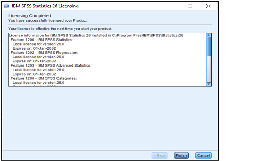 SPSS PC picture14 licensing completed next