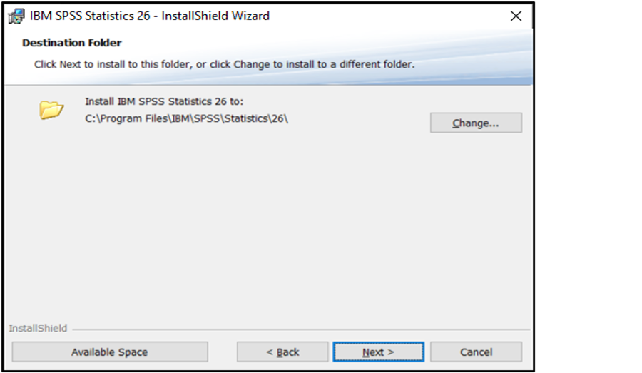 SPSS PC picture7 destination folder next