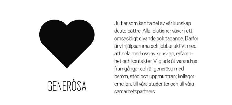 Pictogram på ett svart hjärta med text bredvid