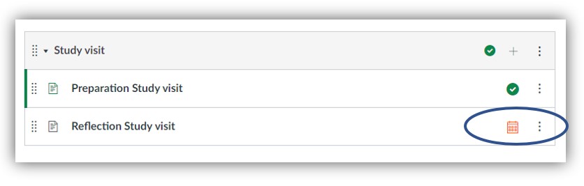 Calendar icon in the module
