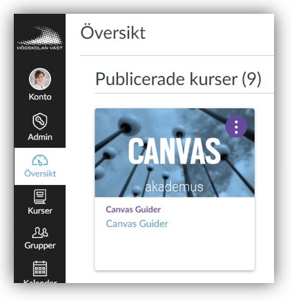 Kurskort för Canvas Guider på Översikten