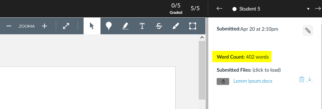 Word Count in Canvas