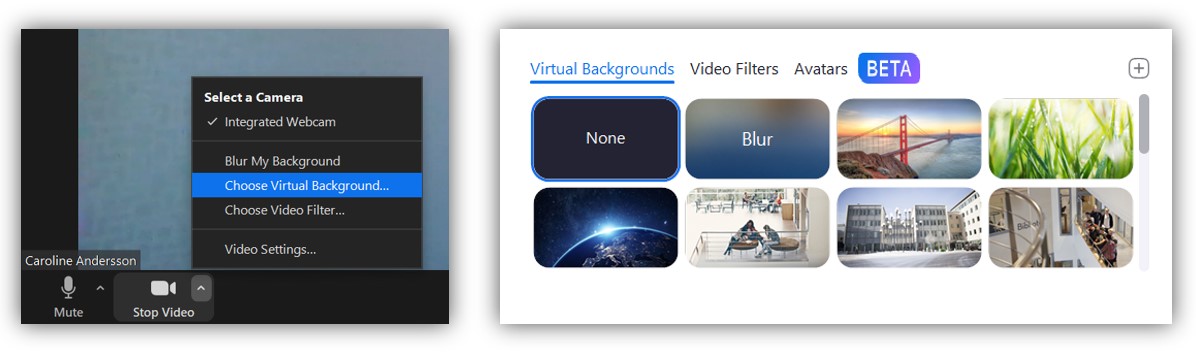 Välj virtuell bakgrund